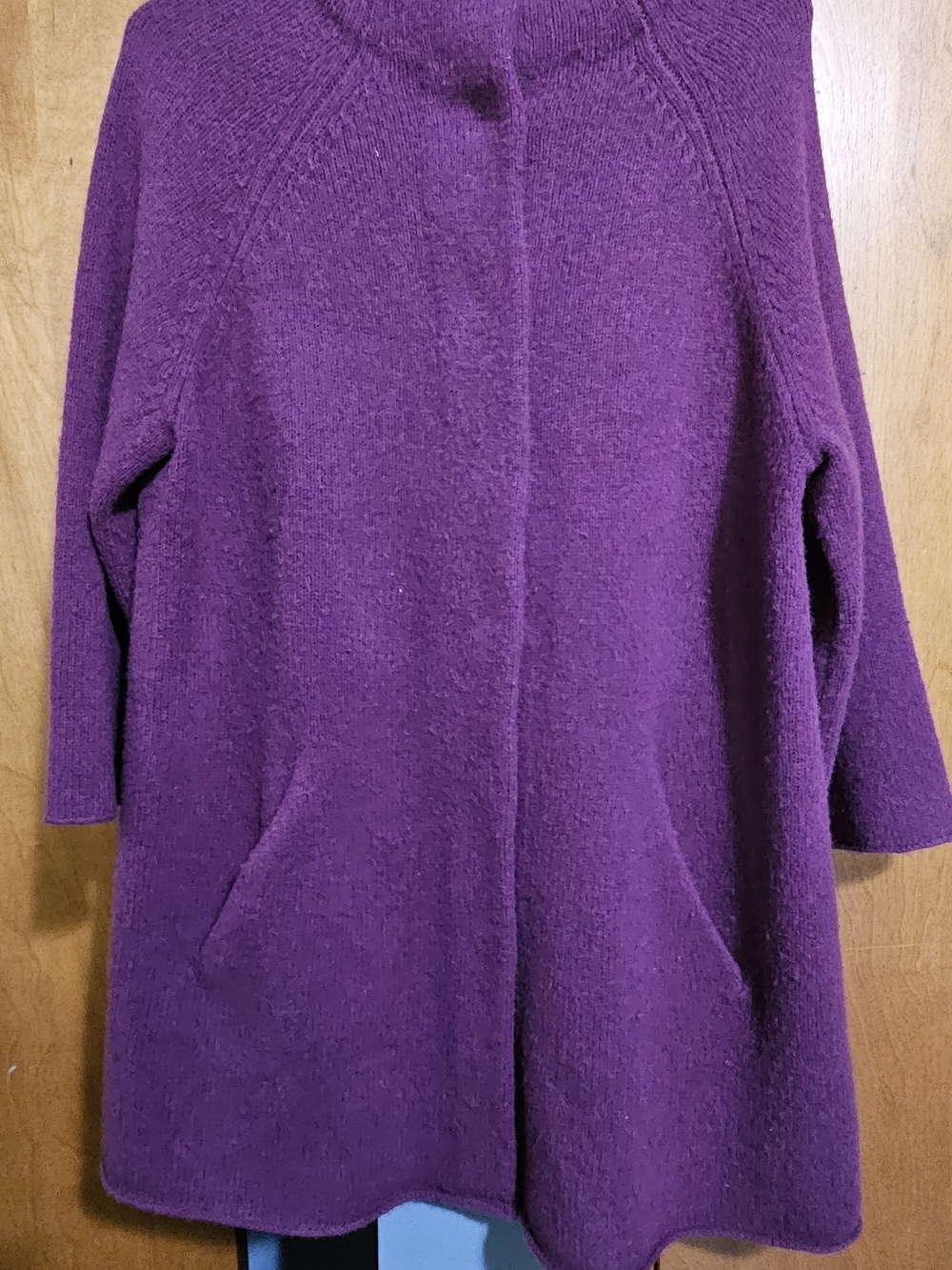 Eileen Fisher Plum Open-Front Wool Cape Coat